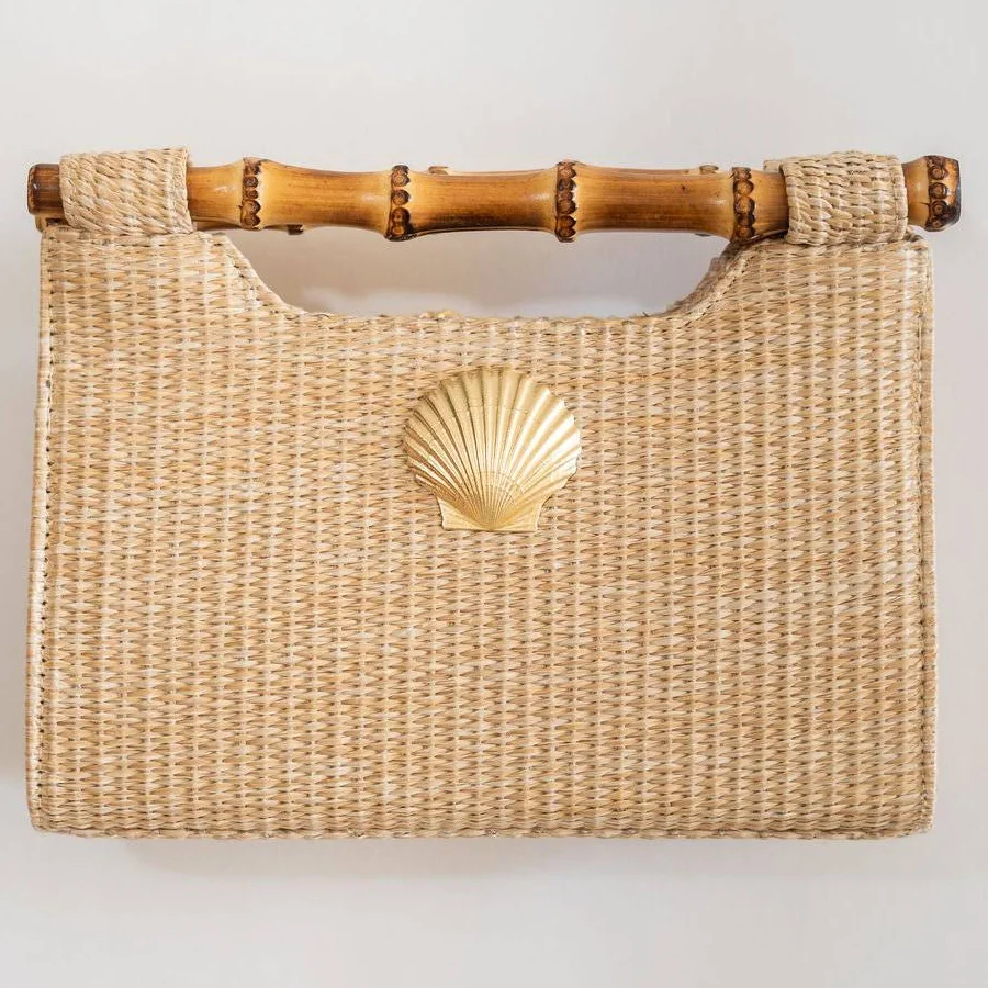 bag Women's Mary Natural Straw Clutch Bamboo Handle Bag Lisi Lerch $108