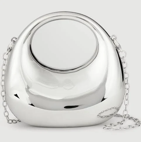 bag Womens Mini Metallic Sculptural Convertible Crossbody Handbag, Silver, Size NO SIZE - Rainbow Shops Rainbow Shops $14.99