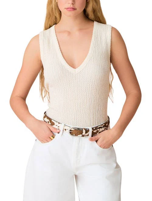 top Womens NEXT Textured V-Neck Sleeveless Knit Top Nordstrom $14