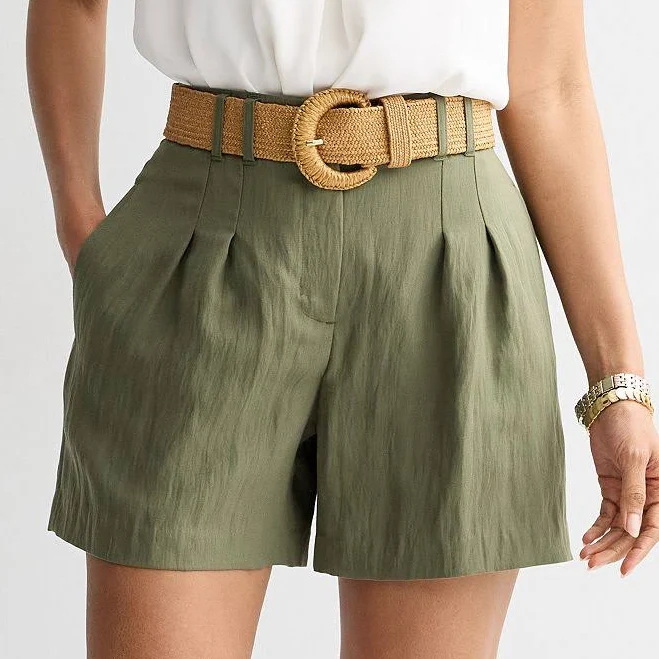 bottom Women's Nine West Pleated Shorts, Size: XS, Ganet Olive Kohl's $27.99