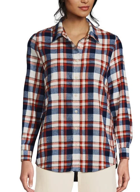 outerwear Women's Petite Lands' End Flannel Boyfriend Shirt Nordstrom $59.95