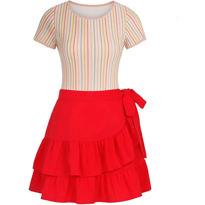 bodysuit Women's Retro Striped Short-Sleeved Bodysuit Etsy - NiHisWelt $34.22