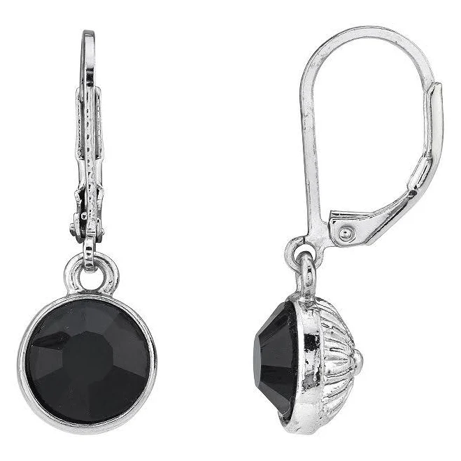 accessory Women's Silver-Tone Black Drop Earrings Kohl's $14.96