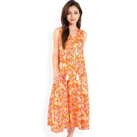 dress Women's Sleeveless Tiered Maxi Dress with Tassel Tie Walmart - FashionWorks $29.99