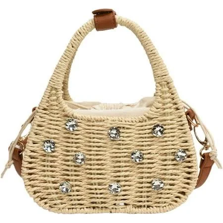 bag Women's Trendy Straw Basket Tote Bag with Bamboo Handle Walmart - Euphrates Direct $24.99