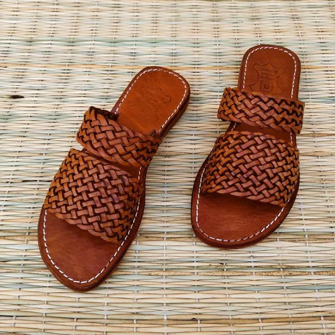 shoes Women's Two Strap Braided Woven Leather Slides Etsy - Seller $74.33