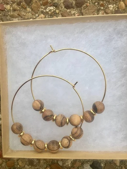 accessory Wooden Bead Hoop Earrings Etsy - Seller $26
