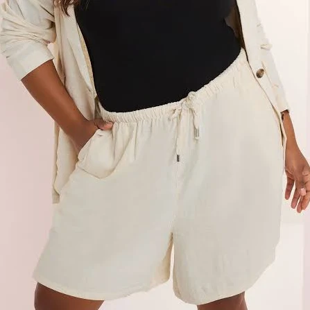 shorts Yours Women's Plus Size Tie Front Linen Shorts Yours Clothing United States $29
