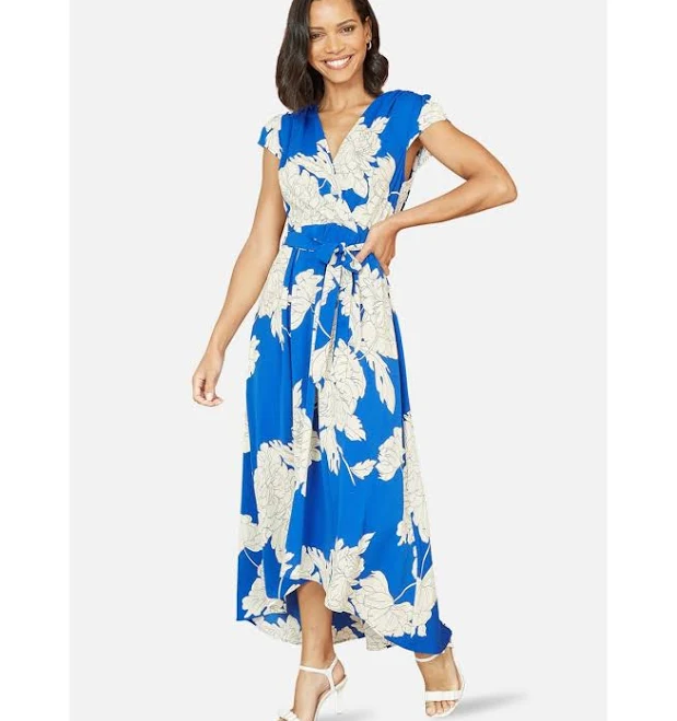 dress Yumi Women's Blossom Print Dipped Hem Wrap Midi Dress Macy's $91.5