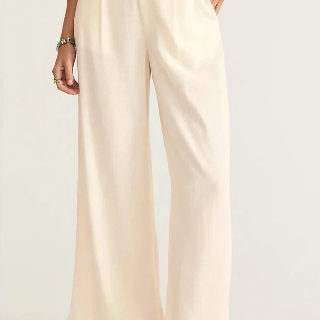 pants Z Supply Pants & Jumpsuits | Z Supply Cream Linen Wide-Leg Pants | Color: Cream | Size: Xl | Tashabell100's Closet Poshmark $40