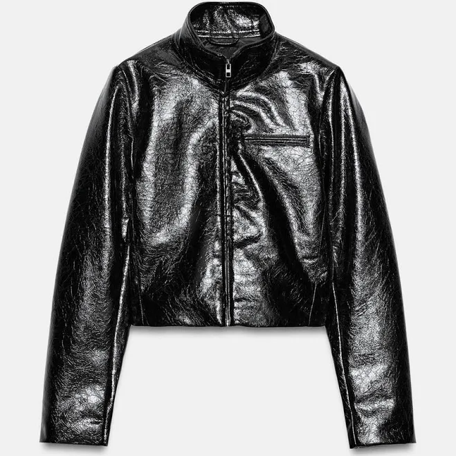 outerwear Zara Cropped Faux Leather Jacket Zara USA $79.9