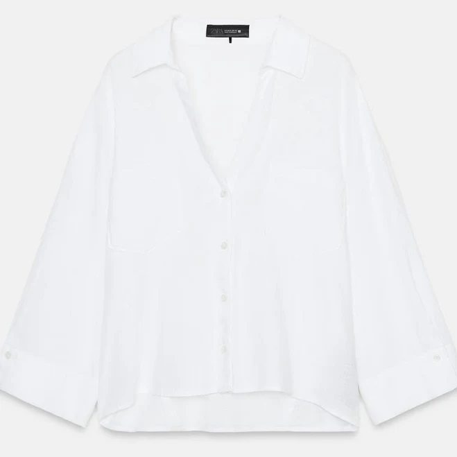top Zara Fluid Linen Shirt Zara USA $45.9