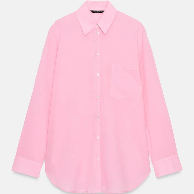 top Zara Oversized Cotton Shirt Zara USA $39.9