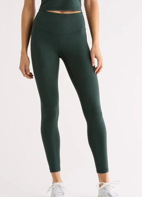 leggings Zella Thrive Rib High Waist 7/8 Leggings in Green Timber at Nordstrom, Size Large Nordstrom $69