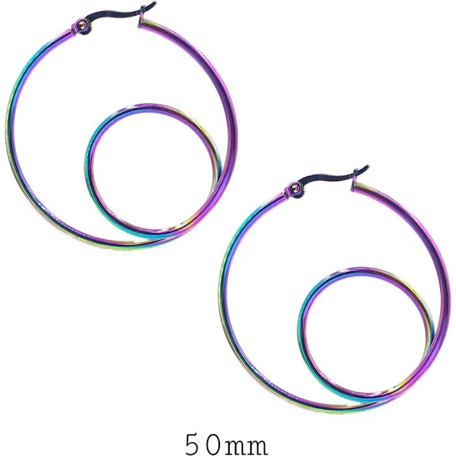 80s Rainbow Hoop Earrings