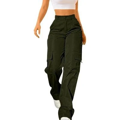Coolmee Women's High-Waisted Baggy Wide-Leg Cargo Pants