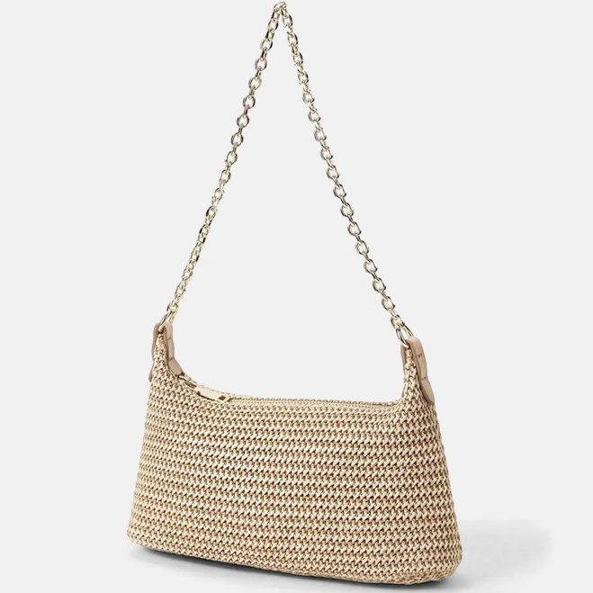 Straw Woven Chain Strap Shoulder Bag