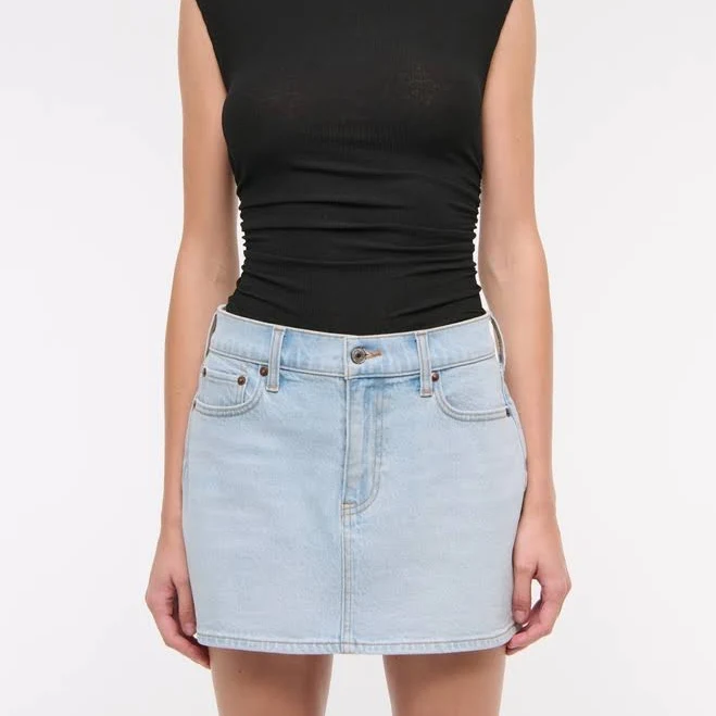 Abercrombie & Fitch Women's Mid Rise Denim Mini Skirt