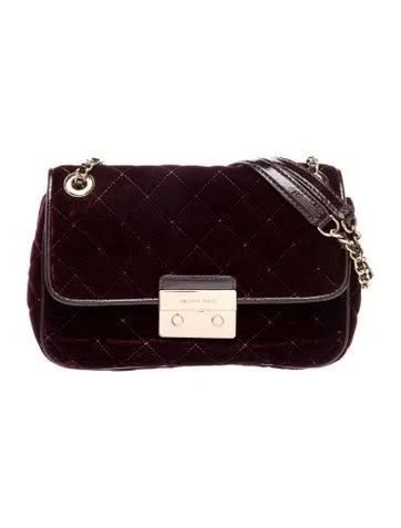 Michael Kors Velvet Crossbody Bag in Burgundy