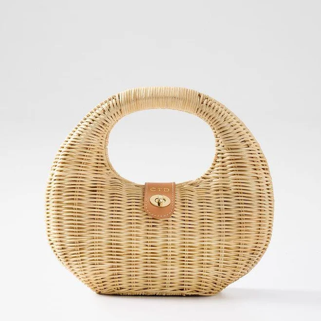 Marlowe Wicker and Leather Handbag