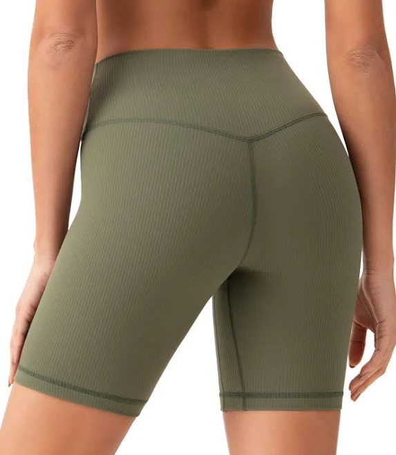 High-Waist Ribbed Biker Shorts