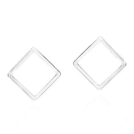Modern & Chic Geometric Rhombus Sterling Silver Post Stud Earrings