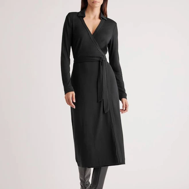 Quince Women's Silk Jersey Midi Wrap Dress