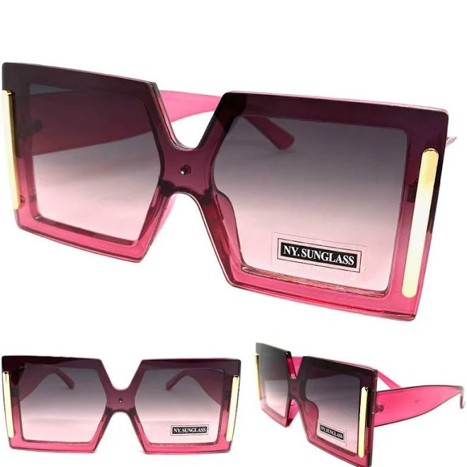 Oversized Modern Retro Style Sunglasses Large Square Big Fuchsia Frame