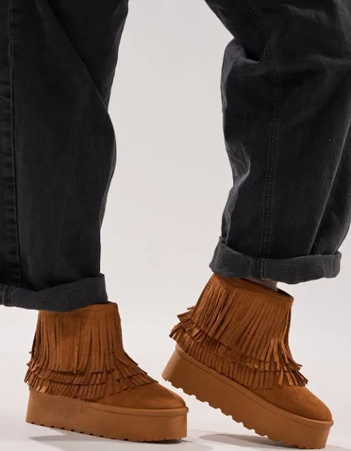Akira Faux Suede Fringe Bootie