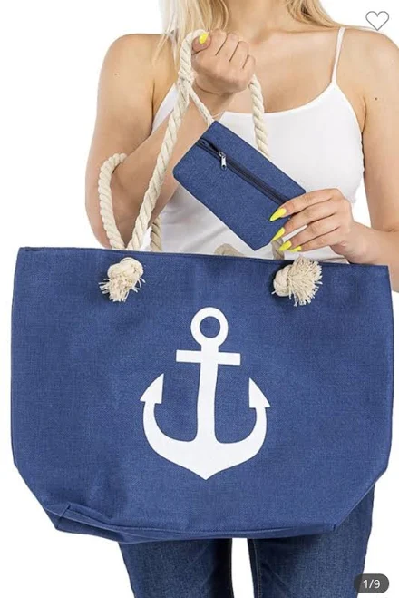 Luxury Divas Anchor Canvas Beach Bag Tote