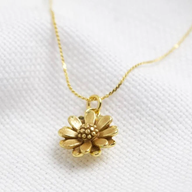 Lisa Angel Tiny Gold Daisy Pendant Necklace