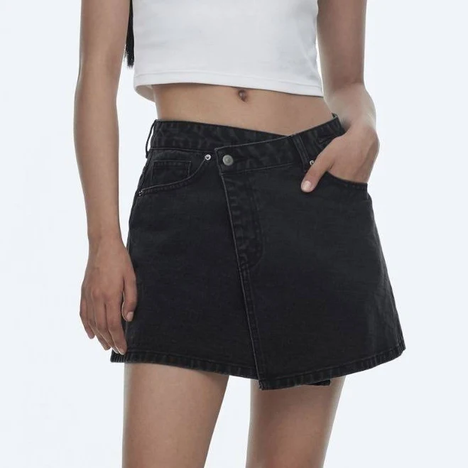 Denim Mini Wrap Skirt