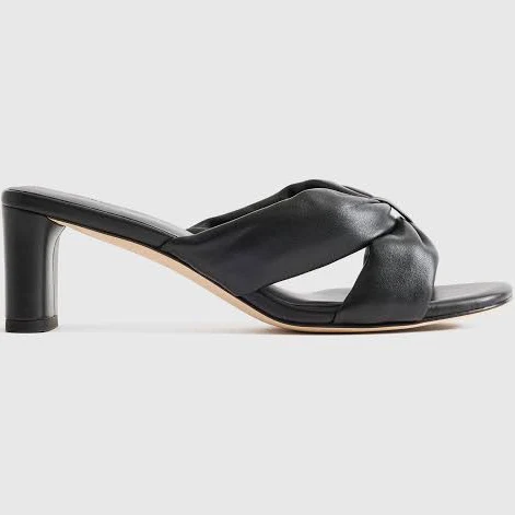 Quince Women's Italian Leather Twist Mid Heel Mule