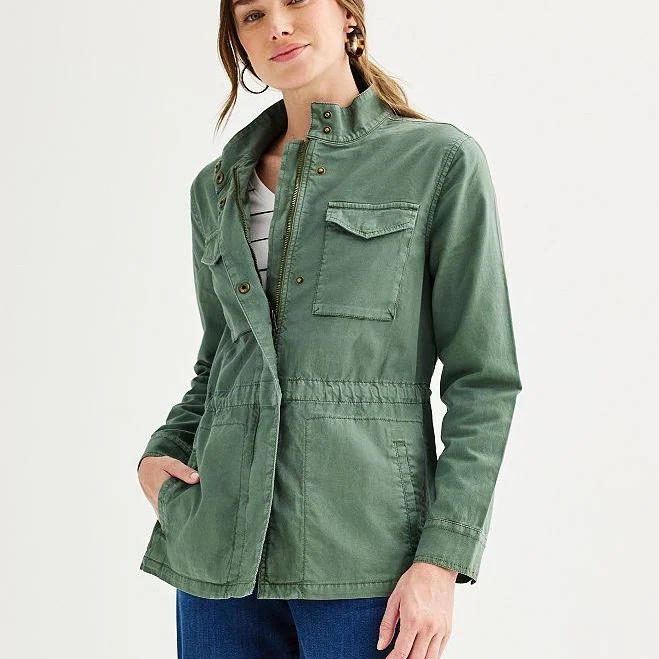 Women's Sonoma Goods For Life Patch Pocket Utility Jacket, Size: XS, Manolo Olive