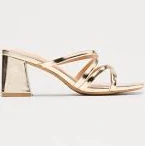 Queena Faux Leather Mules - Gold