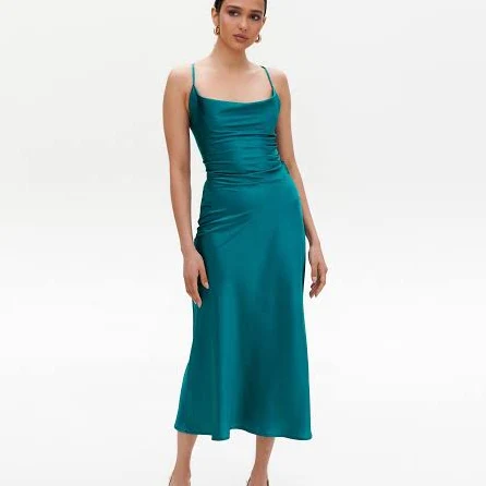 Silk Cowl Neck Slip Dress