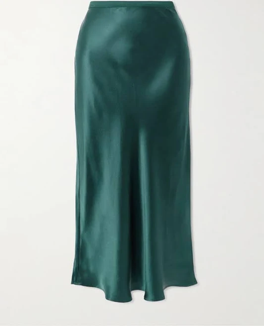 Anine Bing Bar Silk-satin Midi Skirt - Women - Emerald Skirts - XL