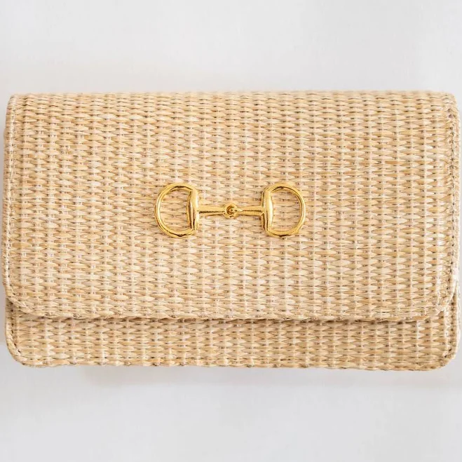 Women's Ruby Straw Foldover Clutch Woven Straw