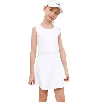 Girls A-Line Pleated Tennis Dress with Built-in Shorts