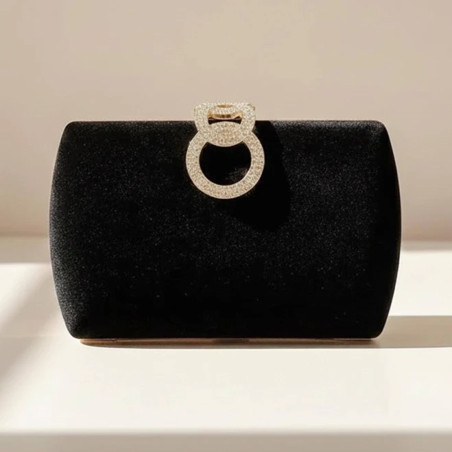 Velvet Evening Clutch with Detachable Chain Strap