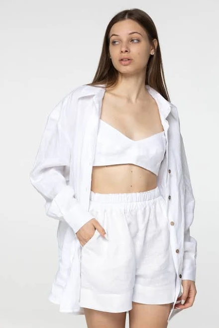 Starlight High Waist Linen Mini Shorts