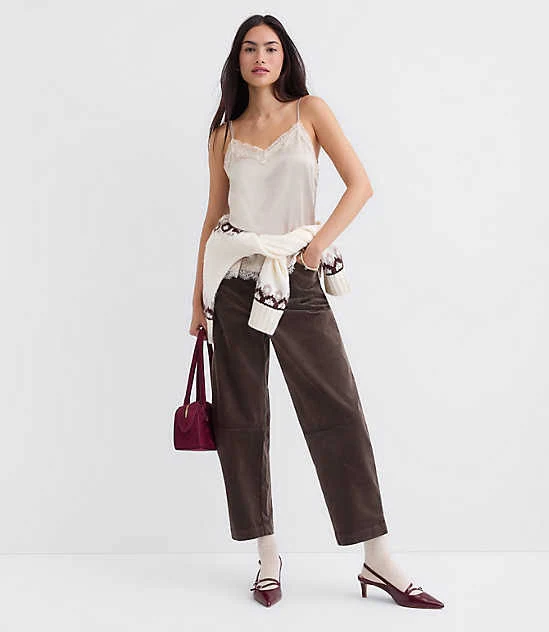 Loft Women's Lace Trim Satin Cami Top