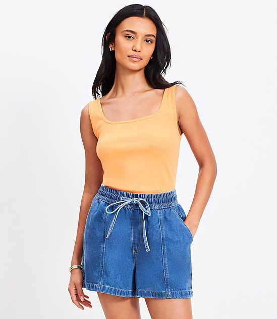 Loft Women's Perfect Ribbed Square Neck Tank Top