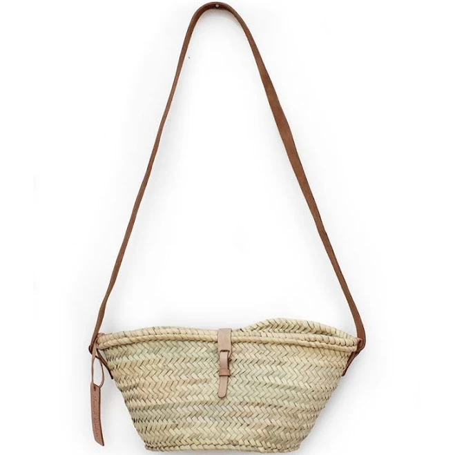 Joséphine Mini Crossbody Straw Bag with Leather Closure and Handle