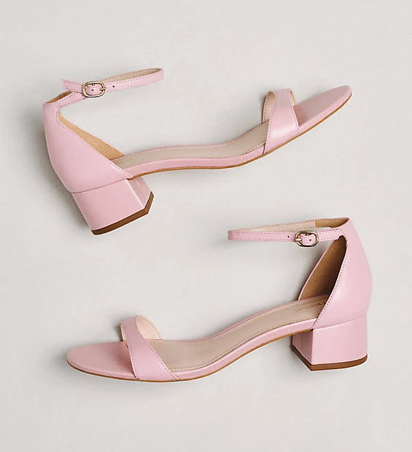 Ankle-Strap Low Block Heels by Maeve in Pink, Size: US 9-9.5 / EU 40 at Anthropologie