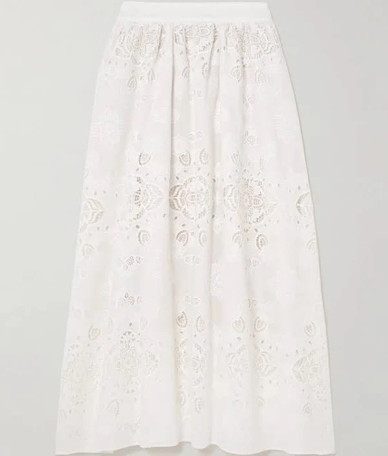 Borgo de Nor Rhea Broderie Anglaise Poplin Midi Skirt