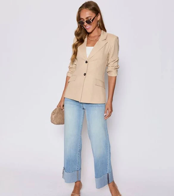 Vici Sandy Linen Pocketed Blazer