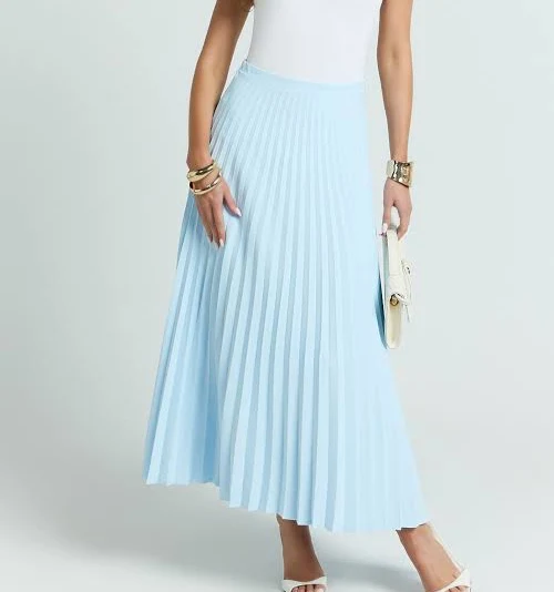 Harlee High Waist Pleated Midi Skirt