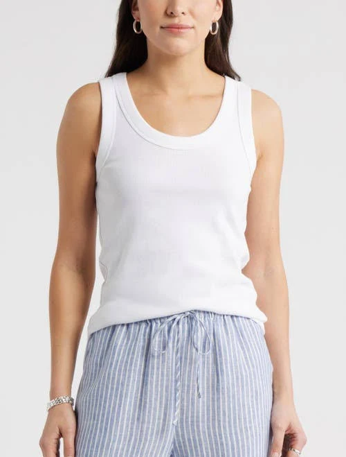 Caslon Scoop Neck Rib Cotton Tank