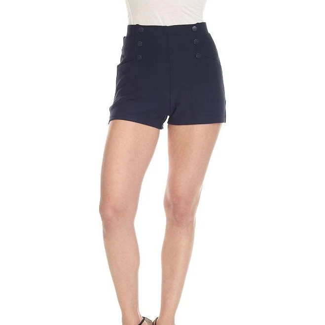 White Mark Women's Tailored Front Button Shorts